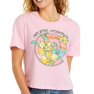 NWT Pretty Rebellious brand, Radiate Positivity cropped tee, pink, size Medium